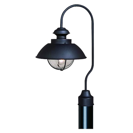 Vaxcel Harwich 1L Black Coastal Outdoor Dome Barn Post Light Clear Glass OP21505TB
